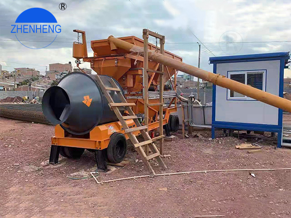 Drum Mobile Concrete Batching Plant Installed in South America